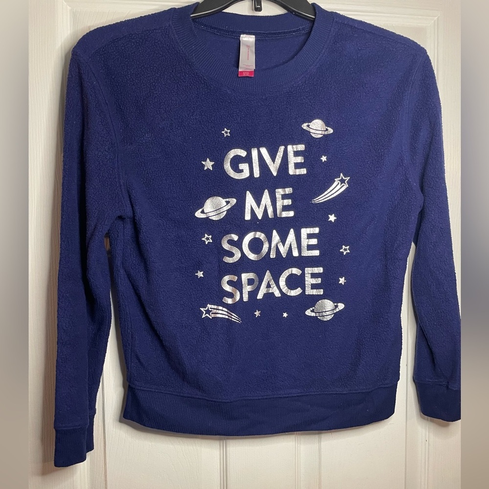 No Boundaries Blue and silver give me some space sweatshirt